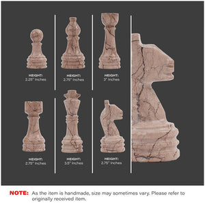 Marinara and white Handmade 15 Inches Premium Quality Marble Chess Set