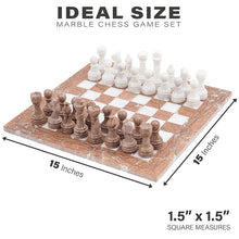 Load image into Gallery viewer, Marinara and white Handmade 15 Inches Premium Quality Marble Chess Set
