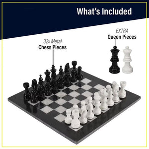 Metallic Chess Set Black and White 38cm