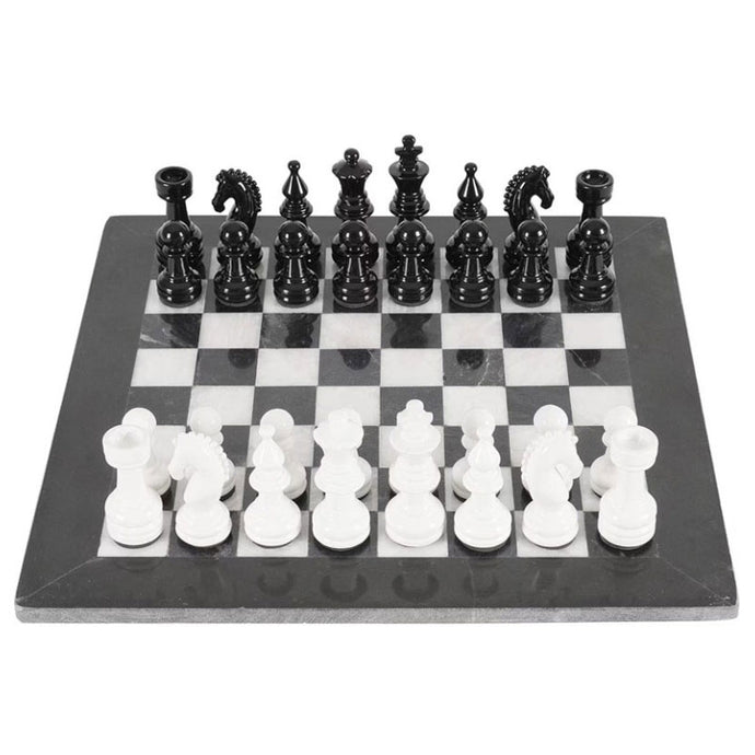 Metallic Chess Set Black and White 38cm