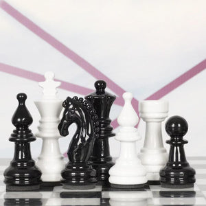 Metallic Chess Set Black and White 38cm