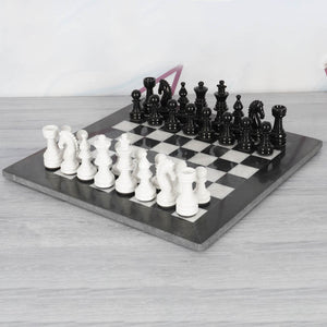 Metallic Chess Set Black and White 38cm