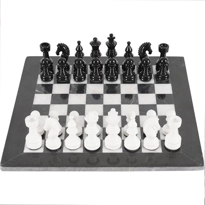 Metallic Chess Set Black and White 38cm