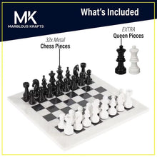 Load image into Gallery viewer, White and Black Premium Quality Metal Figures Chess Set - 38cm
