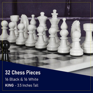 White and Black Premium Quality Metal Figures Chess Set - 38cm