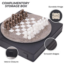 Load image into Gallery viewer, 30cm Round Marble Chess Set OCEANIC &amp; WHITE with Local Storage Box – Classic Strategy Board Game for Home &amp; Gift
