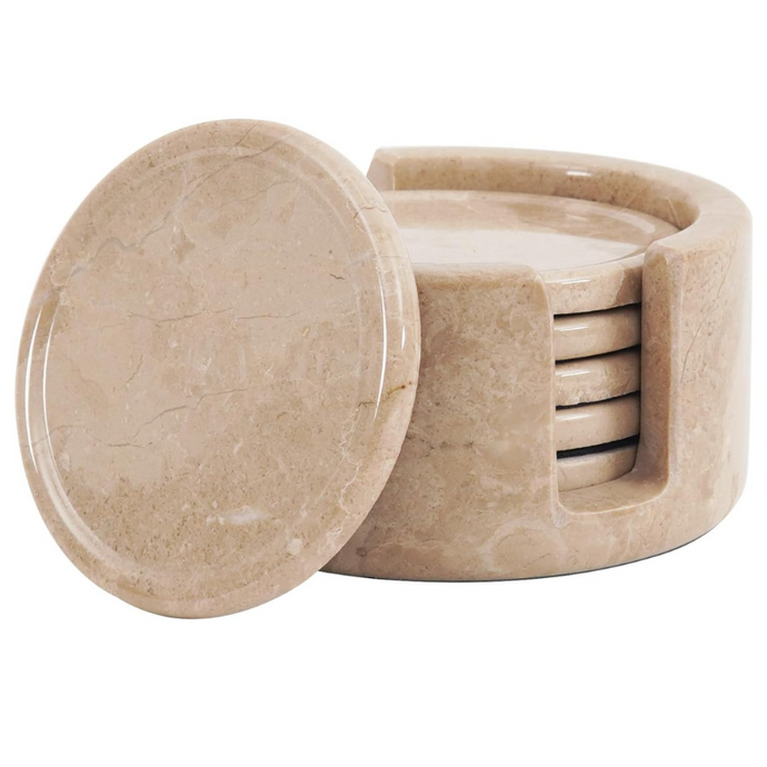 Marble Kitchen Coaster Set With Holder
