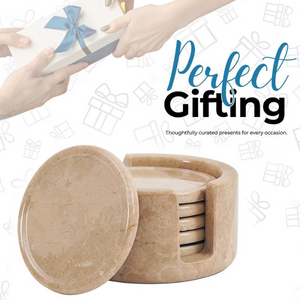 Marble Kitchen Coaster Set With Holder