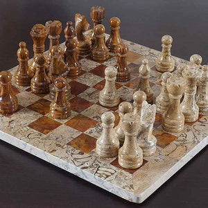Red and Coral Handmade 12 Inches Premimum Quality Marble Chess Set