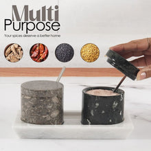 Load image into Gallery viewer, Stylish Marble Salt Cellar with Tray, Trinket Box Kitchen Décor Salt Pepper Bowls
