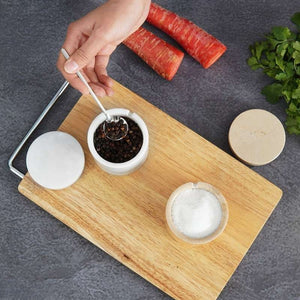 Stylish Marble Salt Cellar with Tray, Trinket Box Kitchen Décor Salt Pepper Bowls