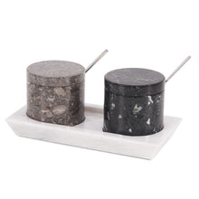 Load image into Gallery viewer, Stylish Marble Salt Cellar with Tray, Trinket Box Kitchen Décor Salt Pepper Bowls
