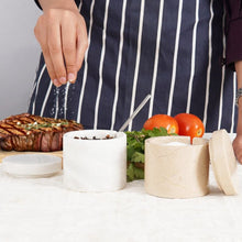 Load image into Gallery viewer, Stylish Marble Salt Cellar with Tray, Trinket Box Kitchen Décor Salt Pepper Bowls
