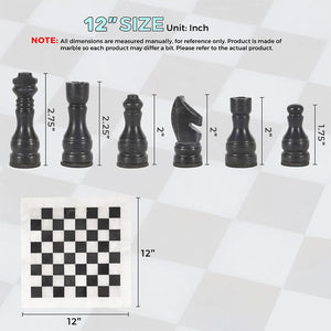 Radicaln Handmade White and Black Full Marble Chess Board Game Set