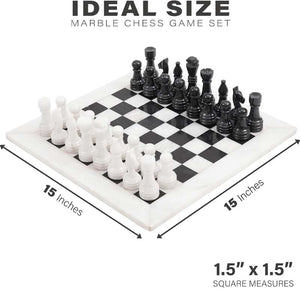 White and Black Handmade 15 Inches High Quality Marble Chess Set