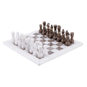 White and Grey Oceanic Handmade 12 Inches High Quality Marble Chess Set