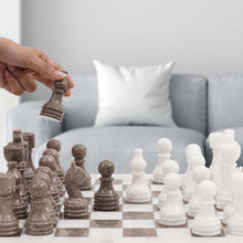 Load image into Gallery viewer, White and Oceanic Handmade 15 Inches High Quality Marble Chess Set
