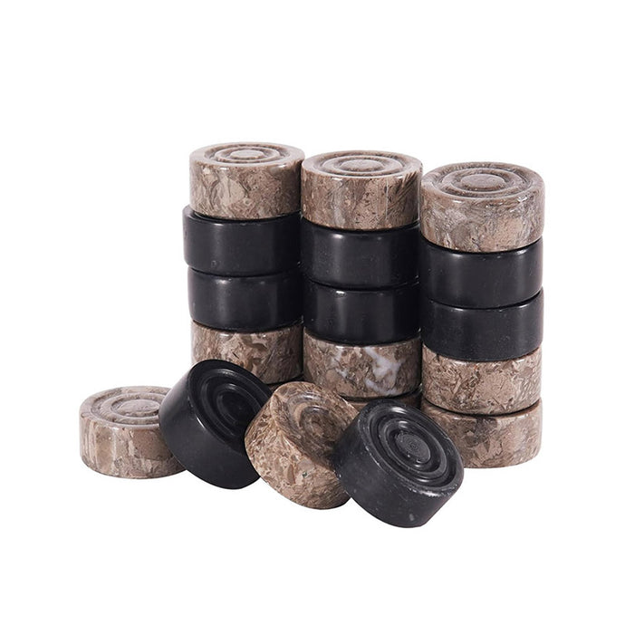 Black and Oceanic Marble Checkers Figures Set