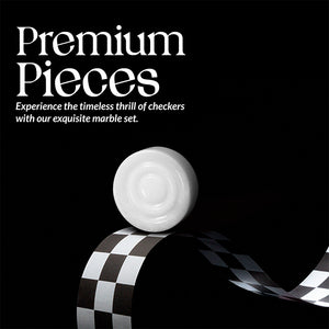 Black and White Handmade 15 Inches Marble Tournament Checkers Set