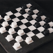 Load image into Gallery viewer, Black and White Handmade 15 Inches Marble Tournament Checkers Set

