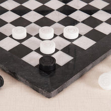 Load image into Gallery viewer, Black and White Handmade 15 Inches Marble Tournament Checkers Set
