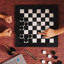 Load image into Gallery viewer, Black and White Handmade 15 Inches Marble Tournament Checkers Set
