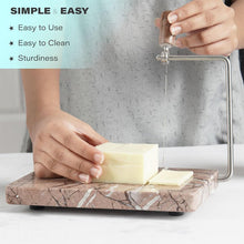 Load image into Gallery viewer, Handmade Marble Cheese Slicer-Cutting Board with Wire
