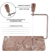 Load image into Gallery viewer, Handmade Marble Cheese Slicer-Cutting Board with Wire
