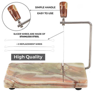 Handmade Marble Cheese Slicer-Cutting Board with Wire