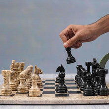 Load image into Gallery viewer, RADICALn Coral and Black 15 Inches High Quality Marble Full Chess Set
