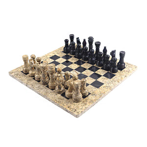 RADICALn Coral and Black 15 Inches High Quality Marble Full Chess Set