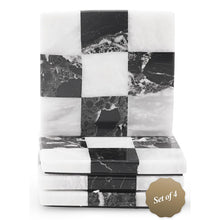 Load image into Gallery viewer, Luxury Checkered Coasters Plates Set of 4, Decorative Drink Coasters for Home &amp; Office
