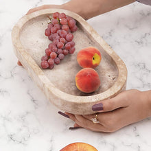 Load image into Gallery viewer, Radicaln Tray with Legs 10" Decorative Bathroom Vanity Tray decorative tray, Natural Stone, Marble Oval Tray, Pedestal Tray, Elegant Home Decor
