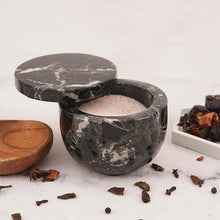 Load image into Gallery viewer, Marble Salt Cellar Big with Magnetic Lid Handmade Kitchen Salt &amp; Spice Container
