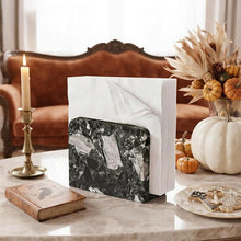 Load image into Gallery viewer, Marble Mini Napkin Holder, 3" x 4" Inch Natural Stone Upright Holder for Paper Napkins on Kitchen Counter, Dining Table or Home Bar, Halloween Cocktail Bar
