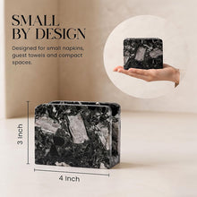 Load image into Gallery viewer, Marble Mini Napkin Holder, 3" x 4" Inch Natural Stone Upright Holder for Paper Napkins on Kitchen Counter, Dining Table or Home Bar, Halloween Cocktail Bar

