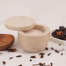 Load image into Gallery viewer, Marble Salt Cellar Big with Magnetic Lid Handmade Kitchen Salt &amp; Spice Container
