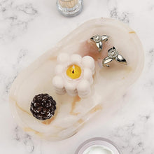Load image into Gallery viewer, Radicaln Tray with Legs 10" Decorative Bathroom Vanity Tray decorative tray, Natural Stone, Marble Oval Tray, Pedestal Tray, Elegant Home Decor

