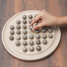 Load image into Gallery viewer, Peg Solitaire 10” Marble Puzzle Game, Marble Peg Solitaire Board Game, Marble Solitaire Puzzle
