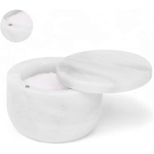 Load image into Gallery viewer, Marble Salt Cellar Small with Magnetic Lid  Handmade Kitchen Salt &amp; Spice Container
