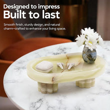 Load image into Gallery viewer, Radicaln Tray with Legs 10" Decorative Bathroom Vanity Tray decorative tray, Natural Stone, Marble Oval Tray, Pedestal Tray, Elegant Home Decor
