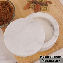 Load image into Gallery viewer, Marble Salt Cellar Big with Magnetic Lid Handmade Kitchen Salt &amp; Spice Container
