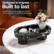 Load image into Gallery viewer, Radicaln Tray with Legs 10" Decorative Bathroom Vanity Tray decorative tray, Natural Stone, Marble Oval Tray, Pedestal Tray, Elegant Home Decor
