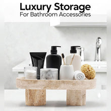 Load image into Gallery viewer, Radicaln Tray with Legs 10" Decorative Bathroom Vanity Tray decorative tray, Natural Stone, Marble Oval Tray, Pedestal Tray, Elegant Home Decor
