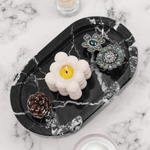 Load image into Gallery viewer, Radicaln Tray with Legs 10" Decorative Bathroom Vanity Tray decorative tray, Natural Stone, Marble Oval Tray, Pedestal Tray, Elegant Home Decor
