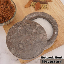 Load image into Gallery viewer, Marble Salt Cellar Big with Magnetic Lid Handmade Kitchen Salt &amp; Spice Container
