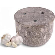 Load image into Gallery viewer, Marble Handcrafted Garlic Keepers Natural Marble Garlic Storage Jar Garlic Container for Counter
