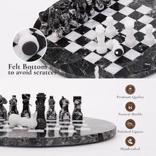 Load image into Gallery viewer, 38cm Round Marble Chess Set ZEBRA BLACK &amp; WHITE with Local Storage Box – Classic Strategy Board Game for Home &amp; Gift
