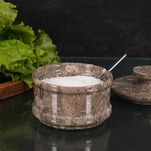 Load image into Gallery viewer, Radicaln Salt Cellar Marble salt jar with lid and serving spoon
