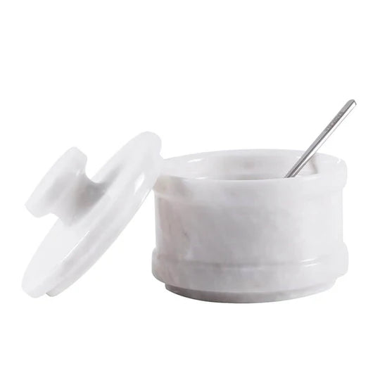 Radicaln Salt Cellar Marble salt jar with lid and serving spoon